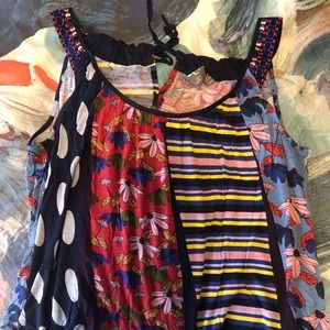 Anthropologie patterned summer tank with tie back